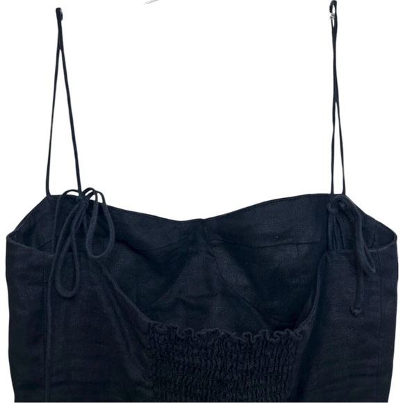 Reformation - Women’s ‘Magnolia’ Linen Tank Top, Sweetheart, Ties - Black, Small - Picture 7 of 12